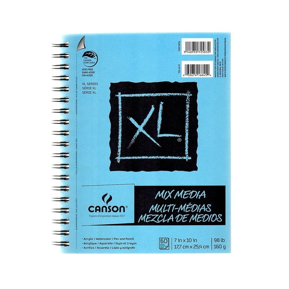 Canson XL 7" x 10" Wire Bound Mixed Media Sketch Pad 60 Sheets/Pad 3/Pack (97316-PK3)