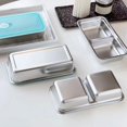 thumbnail image 4 of Modern Steel Meal Container Clear Removable Lid Double Compartment For Office Dining, 4 of 12