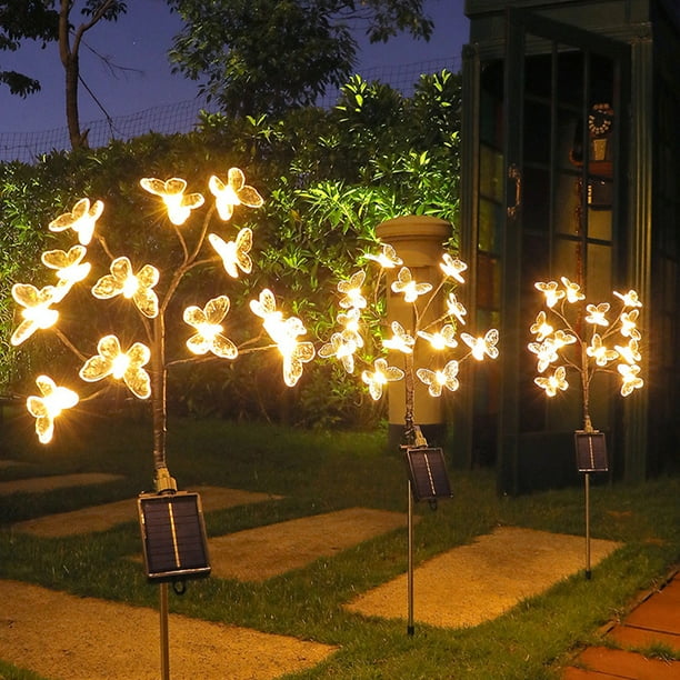 Adornos navideños, regalos navideños, lámpara de pie con 12 luces LED solares con enchufe de tierra, diseño de libélulas, ideal para patio, exteriores, fiestas y festividades.