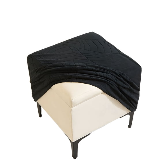 FURMORA Ottoman Cover,Home and Hotel Use Ottoman Cover Square,Leaf Jacquard Design Ottoman Cover Rectangular,Black,33-45.7*33-45.7*38.1-45.7cm