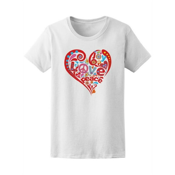 Sixties Love Peace Heart Women T-Shirt - Image by Shutterstock, Female XX-Large