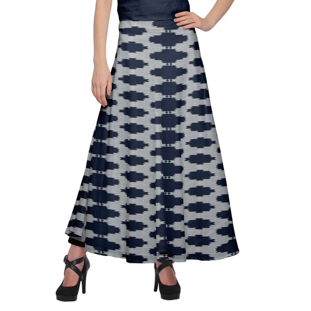 Moomaya Jupe Longue en Rayonne Imprimée pour Femmes Grande Taille Jupe Maxi à Taille Nouée