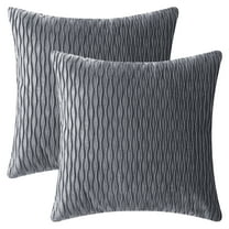 REGALWOVEN Throw Pillow Covers, 2 Pack Striped Velvet Rectangular Decorative Pillow Cases for Farmhouse Couch Grey 18" x 18"