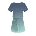 thumbnail image 6 of THDHVS Casual Dresses for Women,Womens Dresses,V Neck Midi Dress with Short Sleeve Side Pocket and Tie Detail Print Army Green, 6 of 7