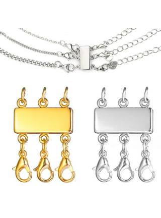 YMCAFZ Layered Necklace Spacer Clasp, 2 Strands Necklaces Slide Magnetic Tube Lock with Lobster Clasps, Jewelry Clasps Connectors for Layered