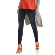 Angle View: Oh! Mamma Maternity Full Panel Stretch Skinny Jeans with Contrast Stich Pockets - Available in Plus Sizes