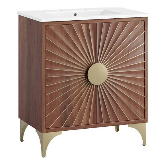 Modway Daylight 30" Bathroom Vanity in White Walnut