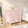 thumbnail image 2 of LAZZO 3-Drawer Nightstand, Modern Bedside Table with 2 Sets of Replacement Handles for Bedroom, Pink, 2 of 8