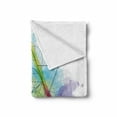thumbnail image 2 of Geometry Soft Flannel Fleece Throw Blanket, Rainbow Colored Triangles Circles Watercolor Effect with Starburst Stripes, Cozy Plush for Indoor and Outdoor Use, 50" x 60", Multicolor, by Ambesonne, 2 of 6