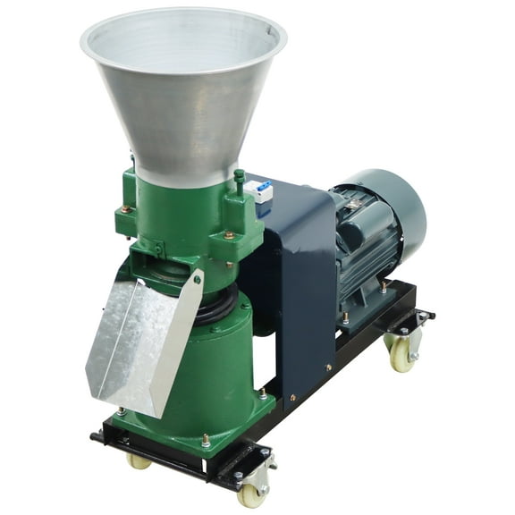 5mm Animal Feed Pellet Mill Machine Chicken Duck Goose Rabbit Feed Pelletizer Granulator with 2 Head Rollers 220V 80-120KG/H