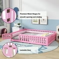 thumbnail image 5 of Bellemave Queen Size Floor Bed with Door and Fence  Floor Bed with Bed Slats Sturdy Wood Floor Bed Montessori Bed Frame(Queen, Pink), 5 of 14