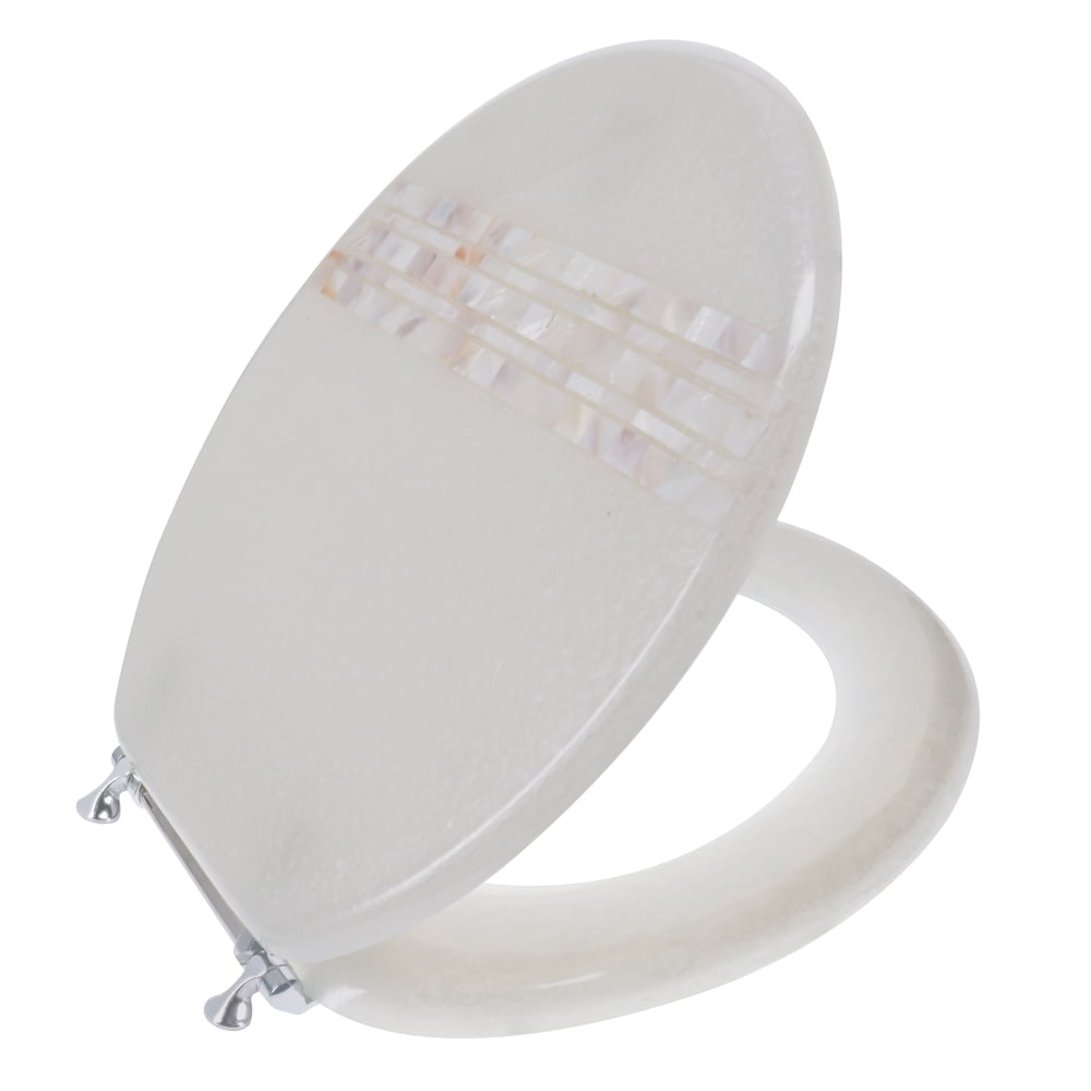 Ginsey Elongated Resin Decorative Toilet Seat with Chrome Hinges