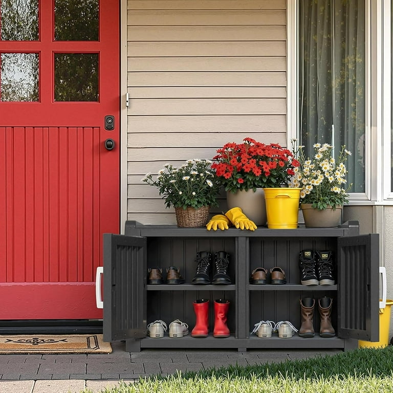 Waterproof Shoe Cabinet Outdoor Storage Cabinet with Adjustable