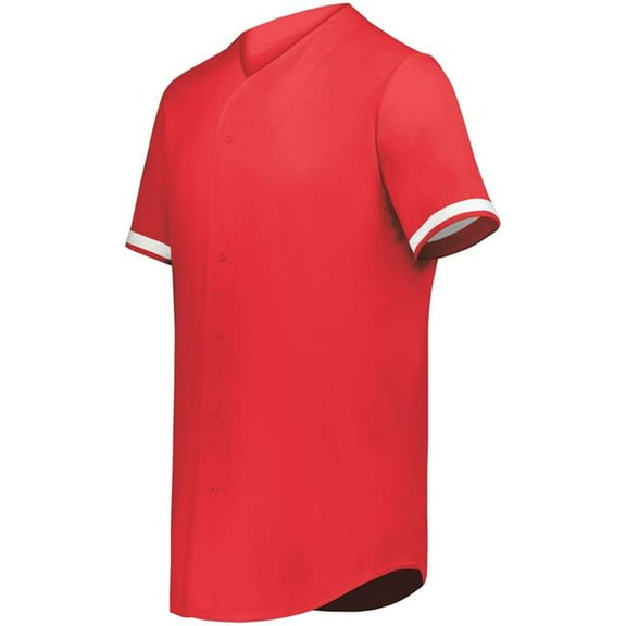 Augusta Sportswear 6909.408.M Cutter Plus Full Button Baseball Jersey, Scarlet & White - Medium