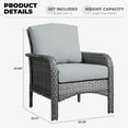 thumbnail image 5 of Ovios Patio Chairs Set of 2 All-Weather Wicker Patio Furniture Chairs Set Rattan High-Back Outdoor Armchairs with Cushions, Dark Grey, 5 of 9