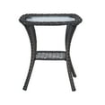 thumbnail image 4 of PARKWELL Outdoor Patio Side Table Square Wicker End Table with Glass Top, Brown, 4 of 8