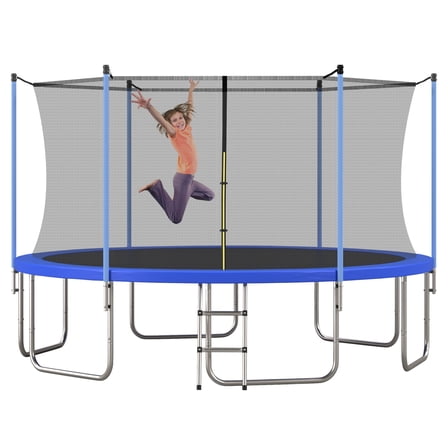 EUROCO 14FT Trampoline for Kids and Adults with Ladder and Enclosure Net, 1500LBS Heavy Duty Outdoor Trampoline for Backyard