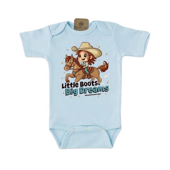 Little Boots, Big Dreams Infant Girls Western Cowgirl One Piece Romper