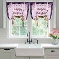 thumbnail image 4 of Happy Easter Balloon Curtains for Living Room/French Door, Bunny Eggs Spring Mushrooms Plants Purple Plaid Tie Up Curtains 63 Inch Length Energy Saving Kitchen Curtains Shades for Windows 42"x63", 4 of 8