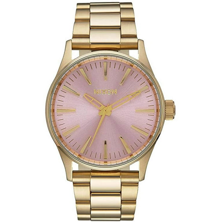 Nixon Men s A4502360 Sentry 38 SS Light Gold Pink Steel Watch