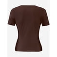 thumbnail image 5 of Women's Square Neck Tops Short Sleeve Crop Tops Workout Summer Clothes Casual Slim Fit T-Shirts, 5 of 5