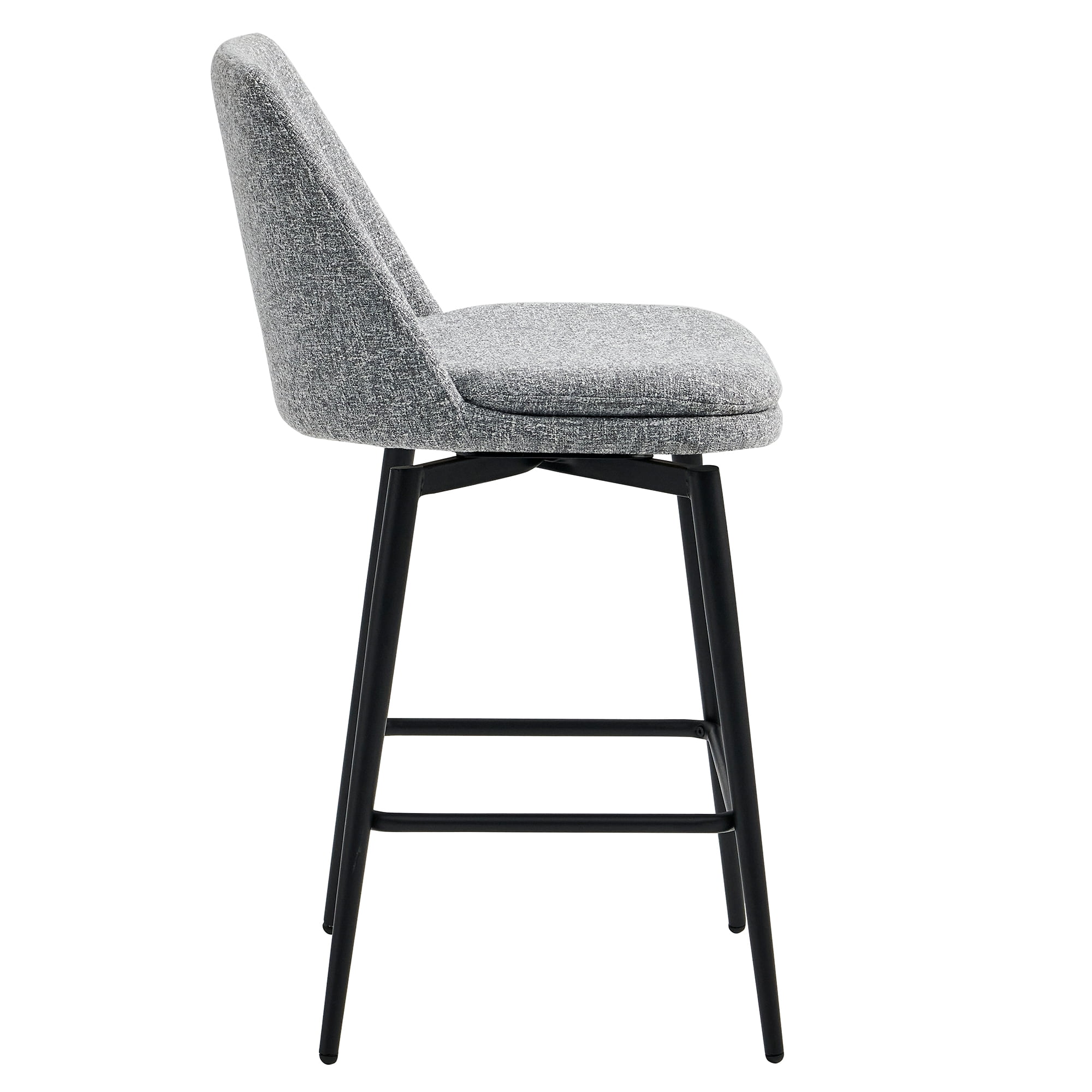 CHITA 27 inch Counter Height Swivel Bar Stools Low Back Set of 2, Metal Base, Fabric in Gray