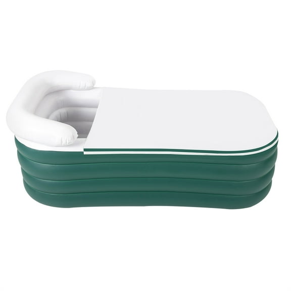 4-Layer Inflatable Bathtub, Portable Freestanding Standing Bathtub with Cup Holder, Drainage Pipe, and Electric Air Pump for Adult Spa