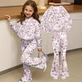 thumbnail image 6 of Grblisyd Girls Outfits Size 10-12 2 Piece Long Sleeve Crew Neck Cute Cartoon Print Sweatshirt Top and Flare Pants Set, 6 of 7