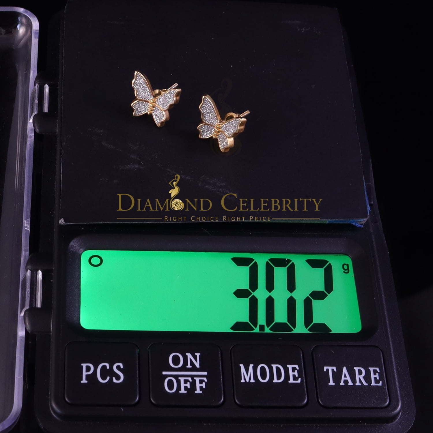 Diamond Celebrity's Butterfly Stud Earrings Yellow 925 Sterling Silver Women's 0.50ct Cubic Zirconia