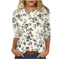 thumbnail image 3 of VBTAPA Summer Tops for Women 2025, Women's Casual Trendy 3/4 Sleeve O-Neck T-Shirts Plus Size Basic Vacation Tops Sales of Today Multicolor XXXXL, 3 of 6