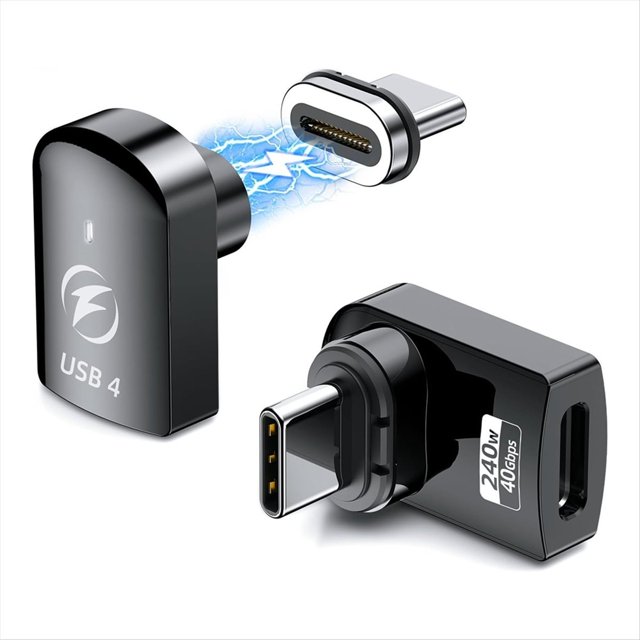 Adaptador Magnético USB C de 2 Piezas de 240 W, Adaptador Magnético USB C de 24 Pines, Datos de Carga Rápida de 40 Gbps para 3/4, Pro