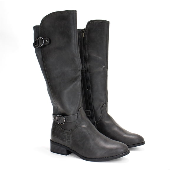 Karen Scott Women's Leandraa Extra Wide Calf Riding Boot, Grey,8 M US
