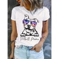 thumbnail image 1 of Dog Print Crew Neck T-Shirt, Casual Short Sleeve T-Shirt For Spring & Summer, Women's Clothing Tee For Adult, Men, Women, Teen, Teenager, Adolescent, Youth, 1 of 5