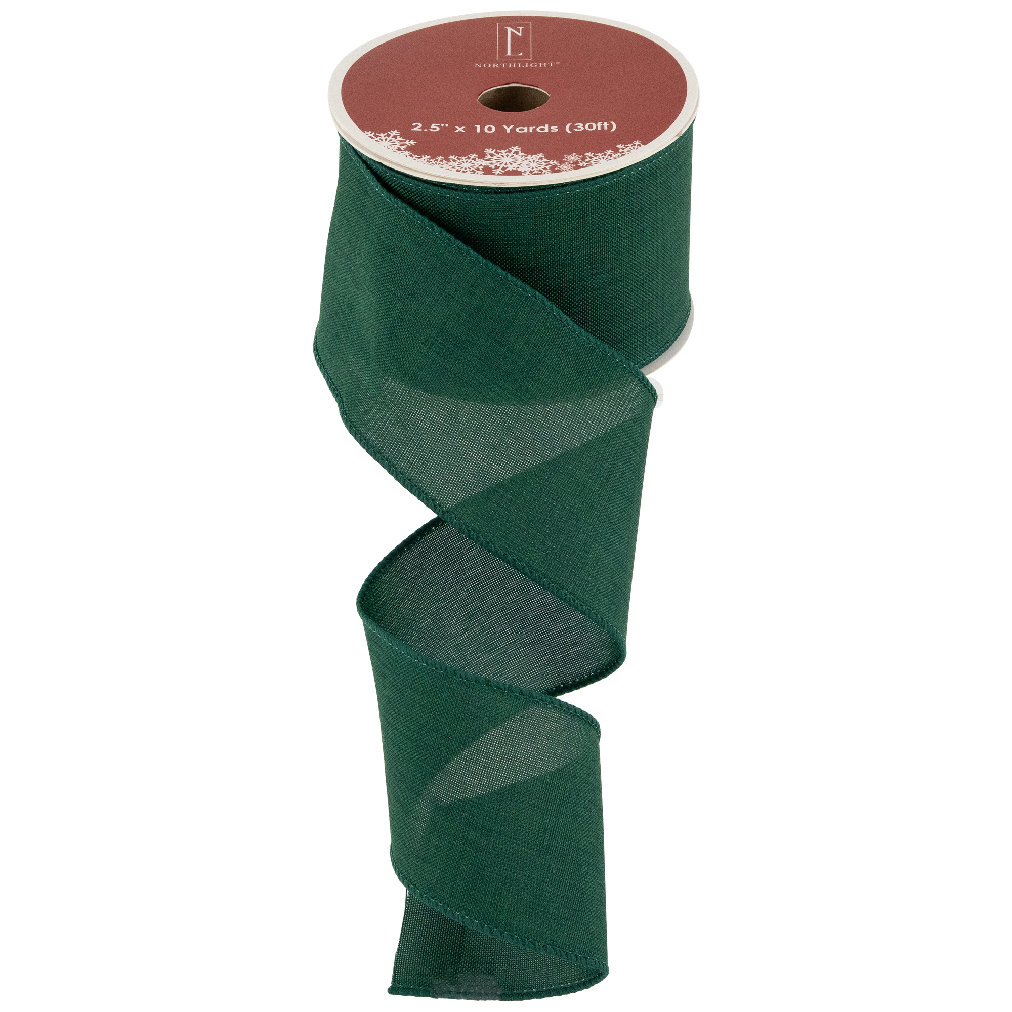Northlight Solid Green Wired Edge Craft Christmas Ribbon 2.5 x 10 Yards - 2.5"