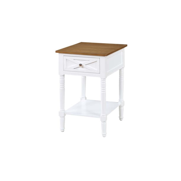 Mesa auxiliar Country Oxford de 1 cajón con estación de carga y estante Convenience Concepts V2-200