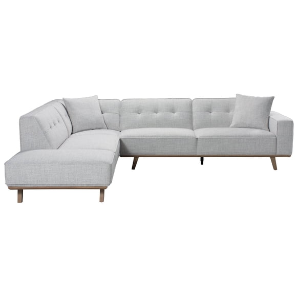 True Contemporary Sterling 120" Wide Tufted L-Shaped Sectional Sofa in Monique Oyster (Left Facing Chaise)