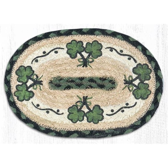 Capitol Importing  Jute Oval Shamrock Printed Swatch 7.5 x 11 in.