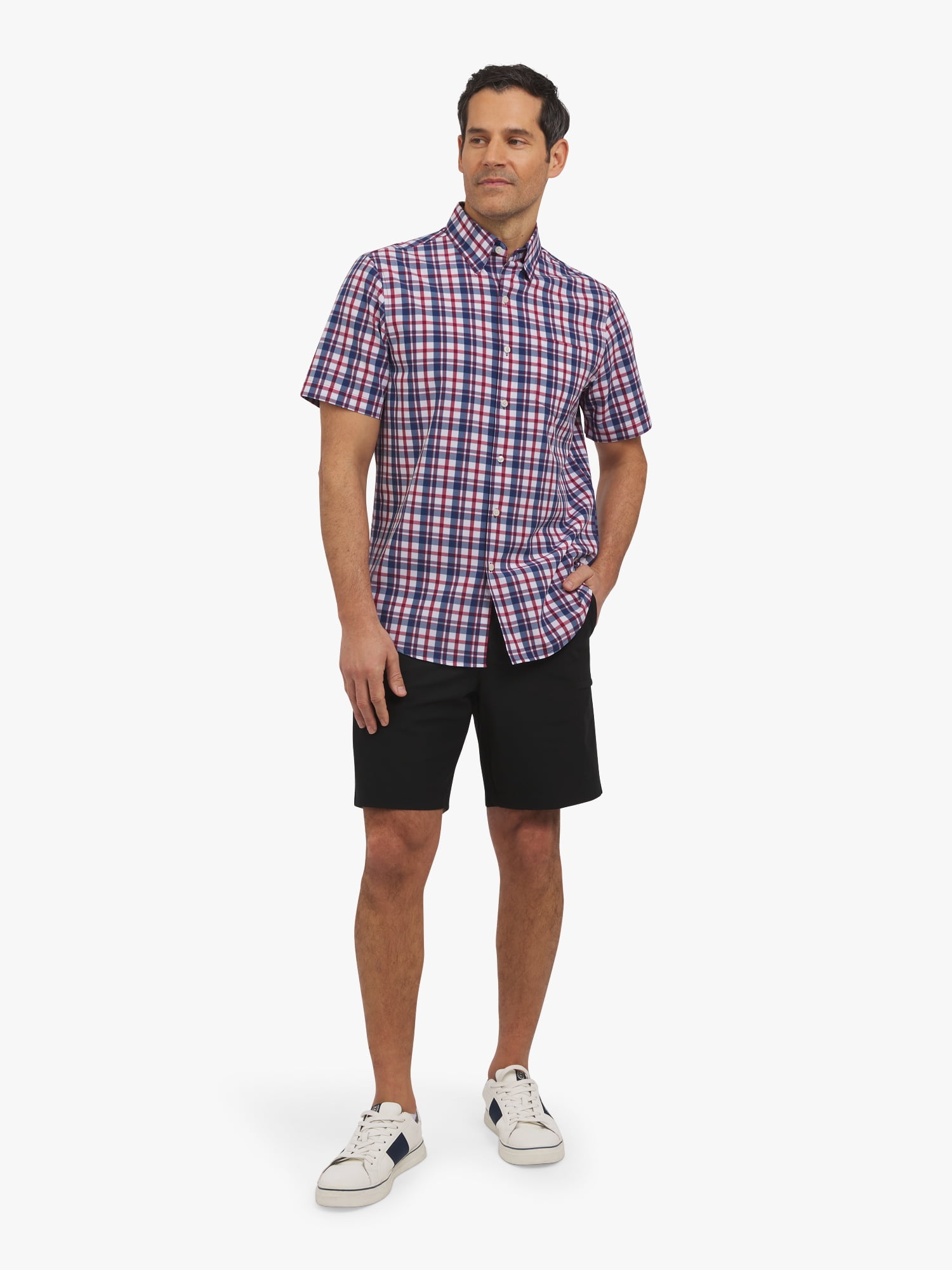 Chaps Men's and Big Men's Short Sleeve Everyday Performance Woven Shirt, Sizes S-3XL