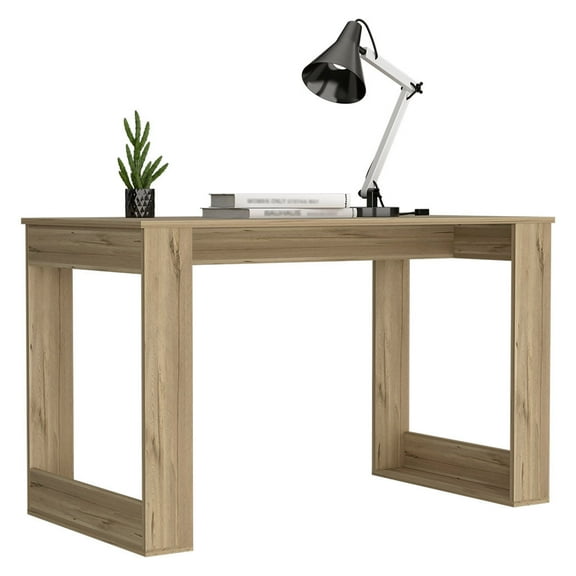 Writing Desk with Ample Workstation and Sturdy Legs Light Oak