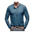 thumbnail image 1 of SUNSIOM Men's Spring Autumn Casual T-shirt Solid Color Long Sleeve Crewneck Button Up Tops, 1 of 5