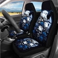 thumbnail image 2 of Binienty 14 Piece Car Seat Covers Full Set with Steering Wheel Cover Center Console Cover Seat Headrest Covers Seat Belt Pads Gothic Skull Vehicle Interior Accessories Set for SUV Sedan Truck Van, 2 of 7