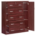thumbnail image 4 of Pemberly Row Modern 5 Drawer Wooden Tall Chest Wardrobe in Mahogany, 4 of 7
