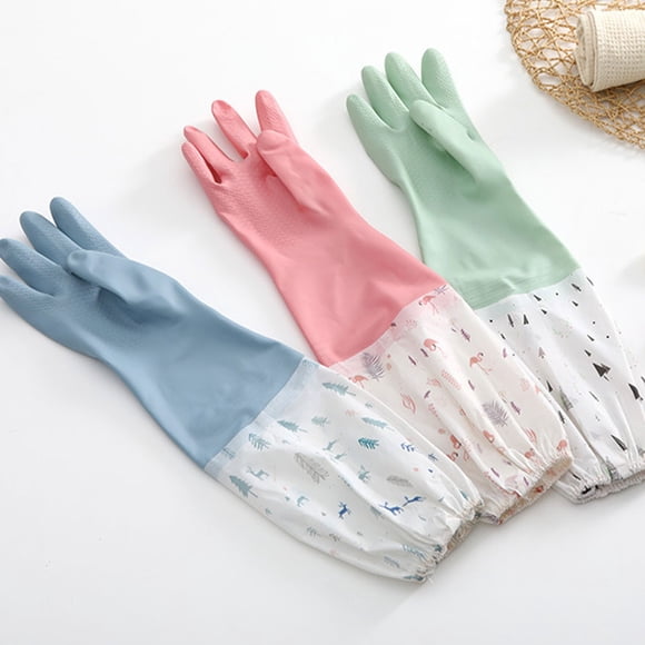 Yuarrent Guantes de goma impermeables para lavar platos, manos secas y protegidas mientras se limpian, fáciles de usar y quitar Suministros de limpieza para el hogar Rosa Tipo 1M