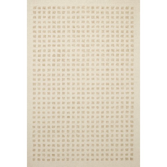 Chris Loves Julia x Loloi Polly Grid Ivory/Natural 3'-6" x 5'-6" Area Rug