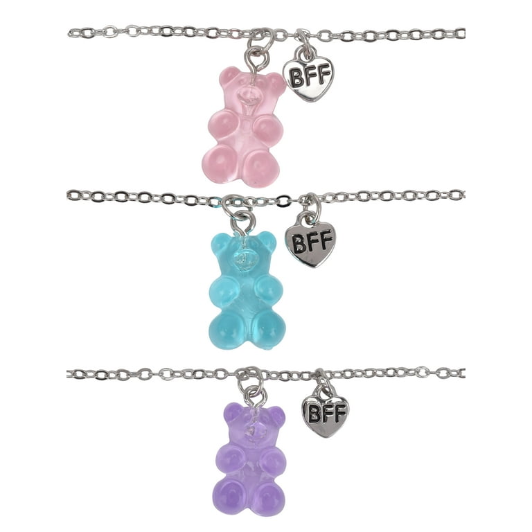 Wonder Nation Silver-Tone Gummy Bear BFF Necklace Set for Girls