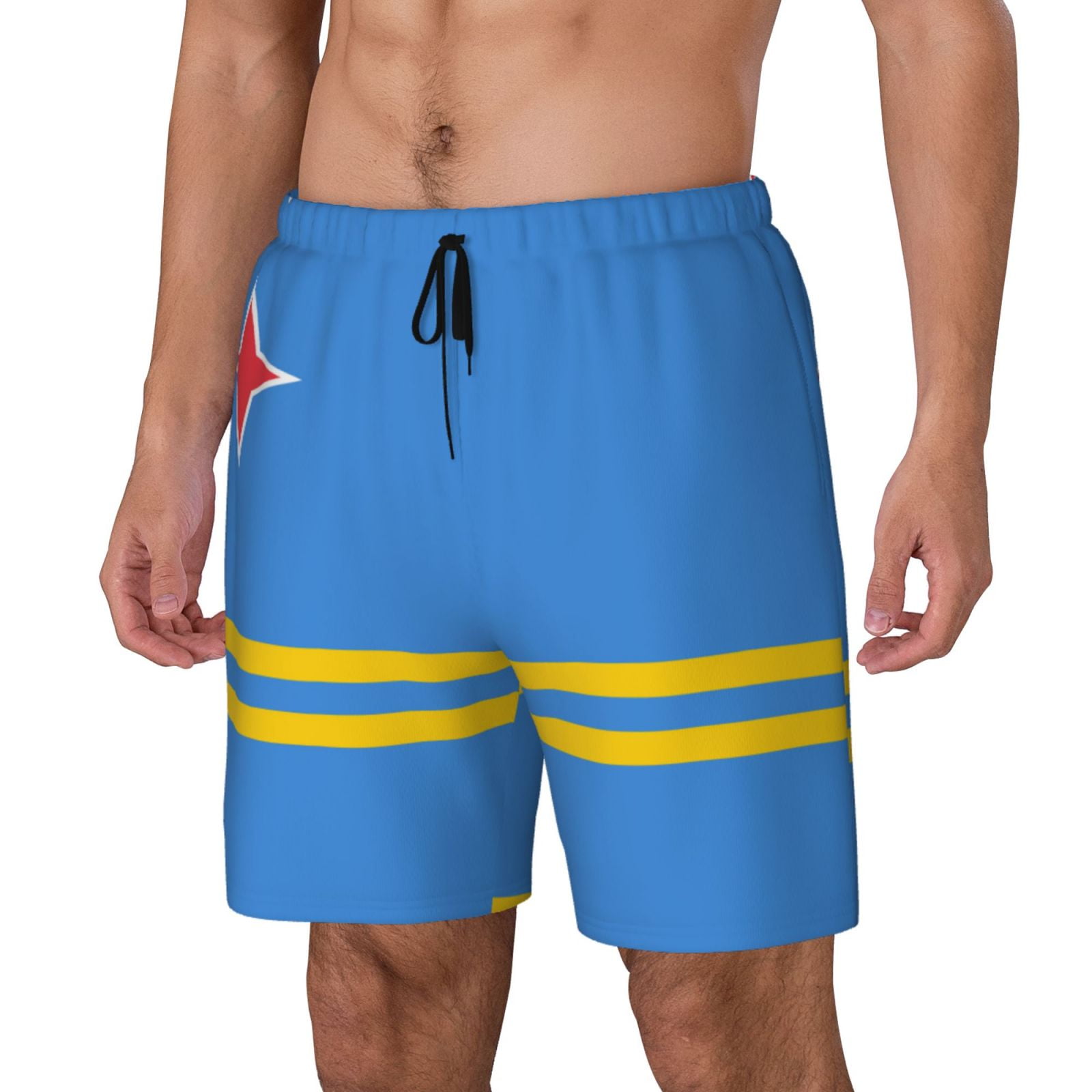 Men's Aruba Flag Swim Trunks with Compression Liner Bathing Suit Swimwear