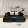 thumbnail image 4 of AOOWOW Home Contemporary Teddy Reclining Double Chaise Lounge Sofa Bed, Black, 4 of 12