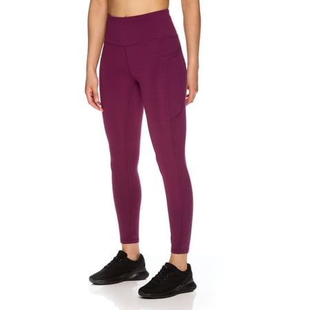 Reebok Women's Solid Print High Rise 7/8 Legging with 25" Inseam and Side Pockets