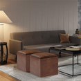 thumbnail image 2 of SIMPLIHOME Rockwood 17 inch Wide Square Cube Storage Ottoman with Tray in Distressed Saddle Brown Faux Leather, Footrest Stool, Coffee Table for the Living Room, Bedroom, and Kids Room, Contemporary, 2 of 2