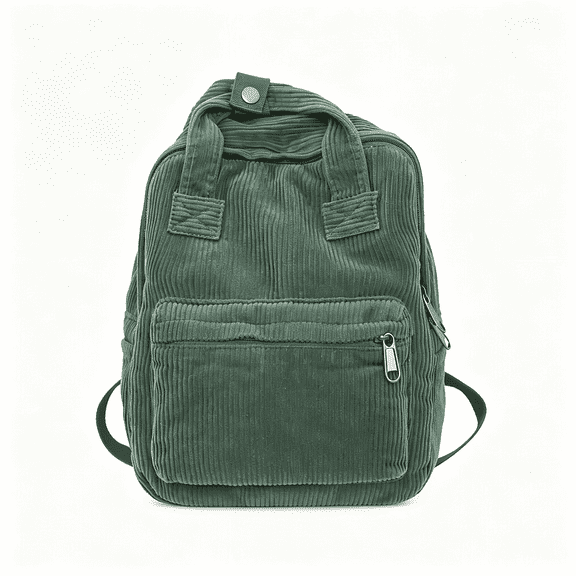 AOMRCOL Small Backpack for Women Short Trip,Corduroy,Adjustable Shoulder Strap,Green